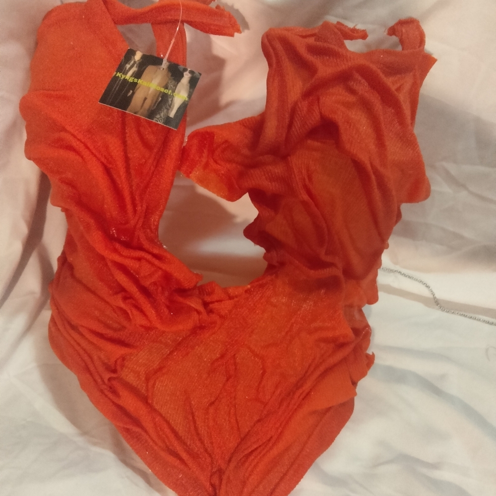 Fly Orange Fit Up To Large Frozen Wet Look Dope Korset